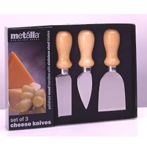 Metálla Stainless Steel Set of 3 Cheese Knives by Prodyne